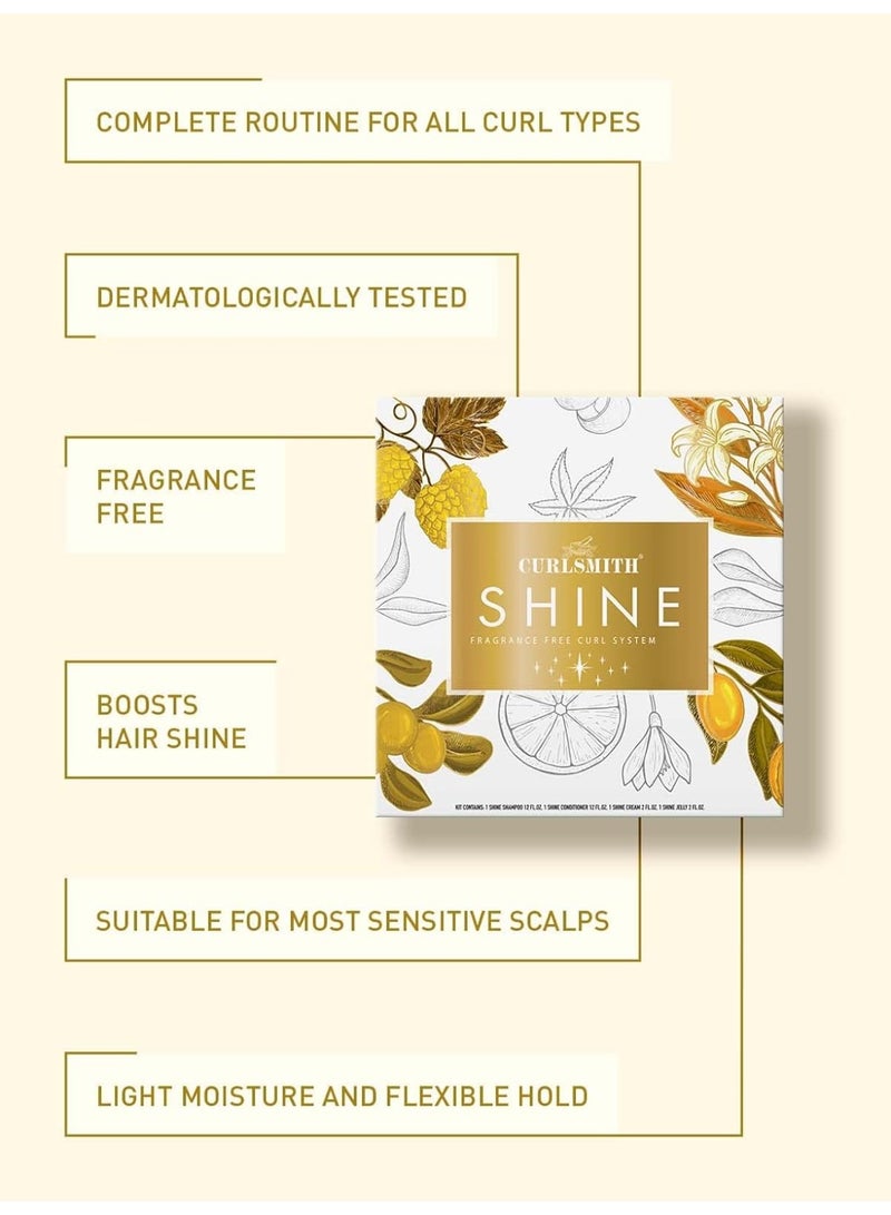 CURLSMITH Curlsmith - Shine Kit, Shampoo, Conditioner, Jelly & Cream, Sensitive, Fragrance Free, for All Curl and Hair Types, Vegan, 2 x 12 fl oz, 2 x 2 fl oz - Image 3