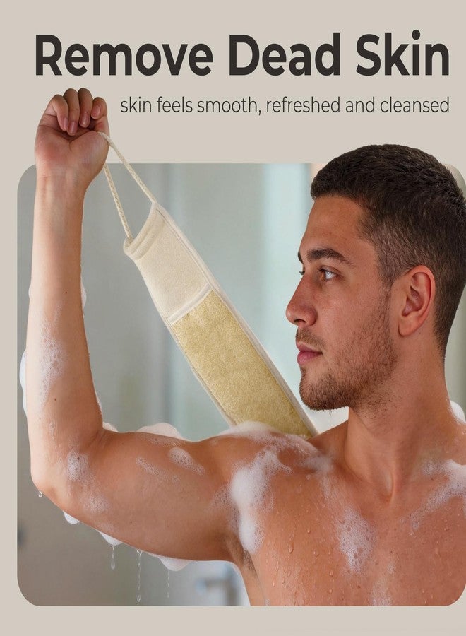 HillSpring Natural Loofah Back Scrubber, Double-Sided Exfoliating Body Scrubber with Handy Strap for Deep Cleaning, Durable Bath Shower Luffa Sponges for Men and Women (Beige) - Image 5