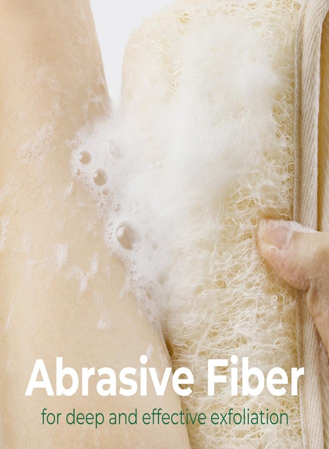 HillSpring Natural Loofah Back Scrubber, Double-Sided Exfoliating Body Scrubber with Handy Strap for Deep Cleaning, Durable Bath Shower Luffa Sponges for Men and Women (Beige) - Image 4