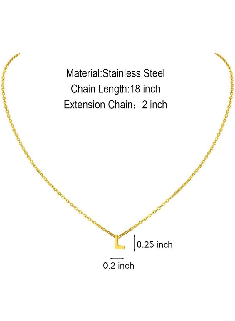 Julia Store Dainty Initial Necklaces for Women 18K Gold Plated Stainless Steel Trendy Letter Necklace Personalized Initial Love Pendant Necklace Tiny Letter Name Necklaces Gift for Teen Girls - Letter (L) - Image 2