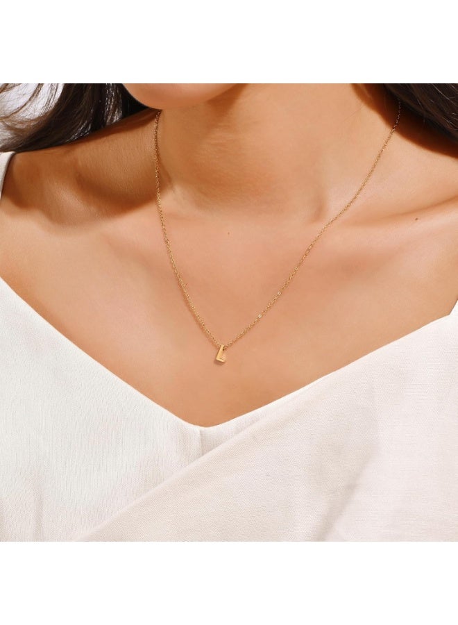 Julia Store Dainty Initial Necklaces for Women 18K Gold Plated Stainless Steel Trendy Letter Necklace Personalized Initial Love Pendant Necklace Tiny Letter Name Necklaces Gift for Teen Girls - Letter (L) - Image 3