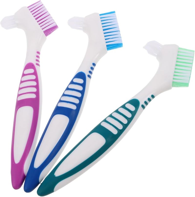 3PCS Dual Head Denture Cleaning Toothbrush Soft Bristles For Elderly Travel Home Use - Image 2