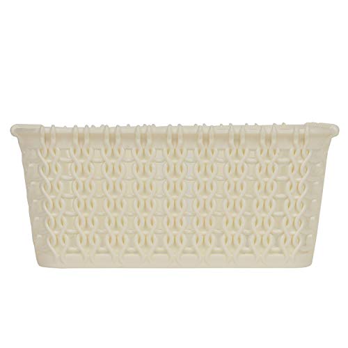 Cutting EDGE Plastic Multipurpose Sturdy Storage Baskets For Cosmetics Office Fruit Vegetable Bathroom Stationary Home Basket with Handle - (White, Set of 4, Mini) - Image 4