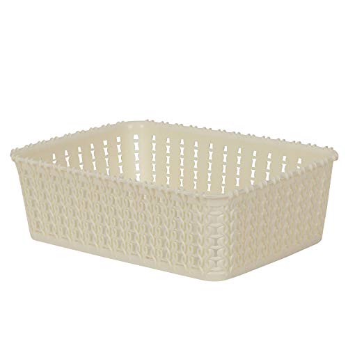 Cutting EDGE Plastic Multipurpose Sturdy Storage Baskets For Cosmetics Office Fruit Vegetable Bathroom Stationary Home Basket with Handle - (White, Set of 4, Mini) - Image 5