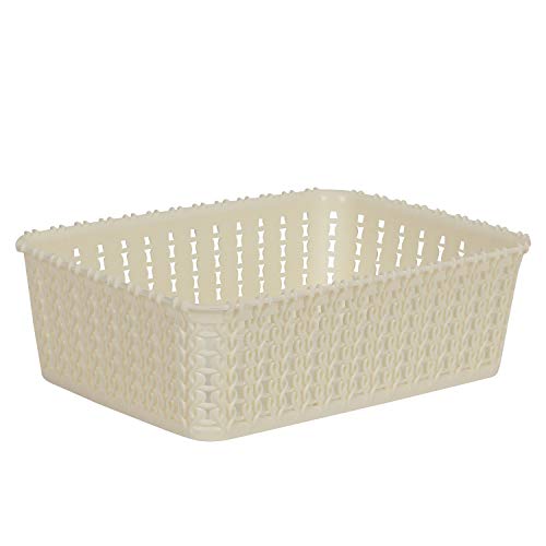 Cutting EDGE Plastic Multipurpose Sturdy Storage Baskets For Cosmetics Office Fruit Vegetable Bathroom Stationary Home Basket with Handle - (White, Set of 4, Mini) - Image 2
