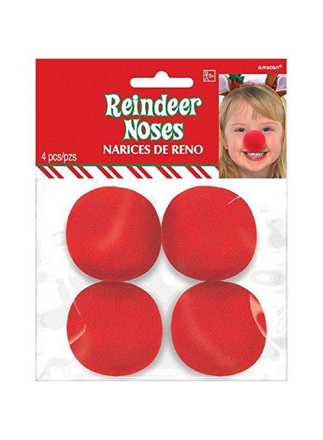Amscan 396591 Party Costumes Foam Reindeer Noses 2" Pack Of 4 Red - Image 1