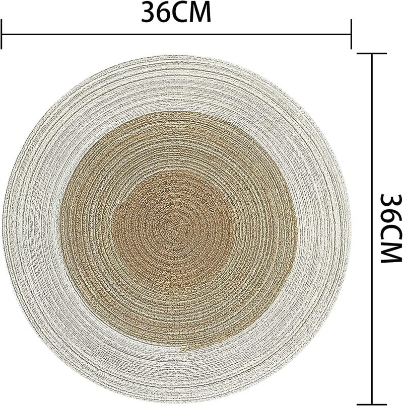 PRAYAS Woven Round Placemats for Dining Table Braided Place Mat Handmade Natural Seagrass Wicker Placemat Heat Resistant Hot Insulation AntiSkidding NonSlip Pack of 2 Gold - Image 2