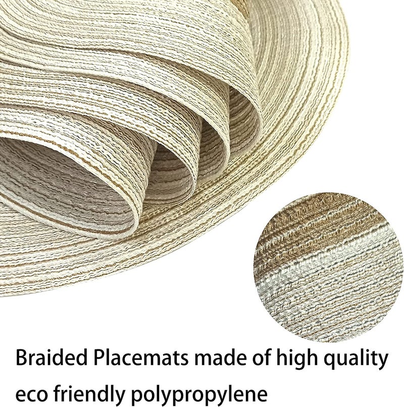PRAYAS Woven Round Placemats for Dining Table Braided Place Mat Handmade Natural Seagrass Wicker Placemat Heat Resistant Hot Insulation AntiSkidding NonSlip Pack of 2 Gold - Image 3