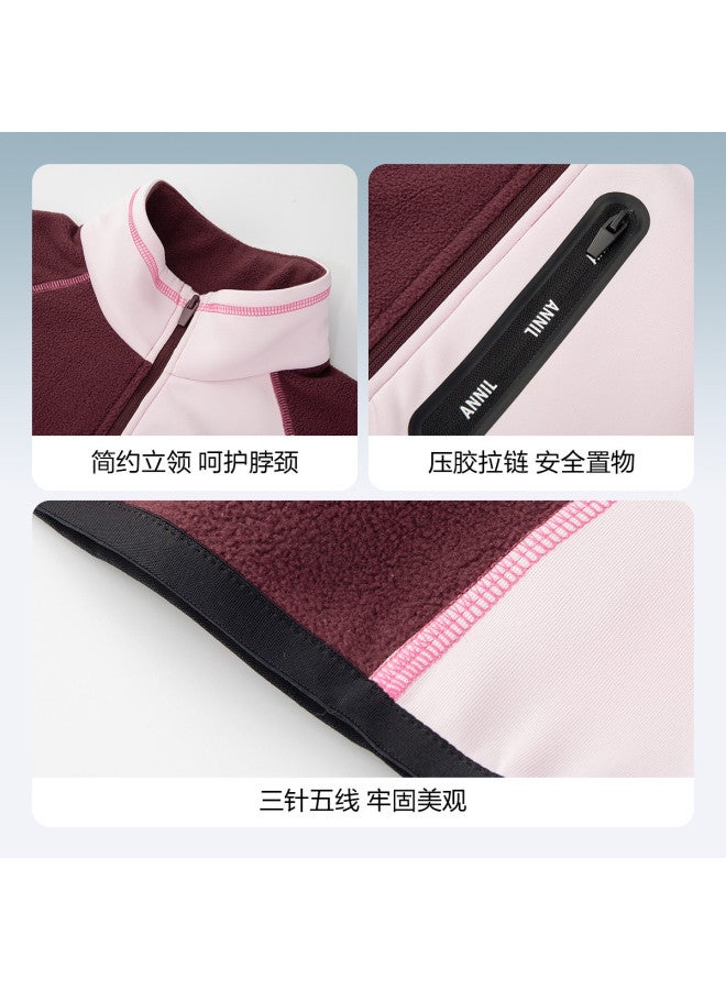 Annil Boys & Girls Knitted Jacket - Spring/autumn Color-blocked Double-faced Fleece Warm Coat - Image 5