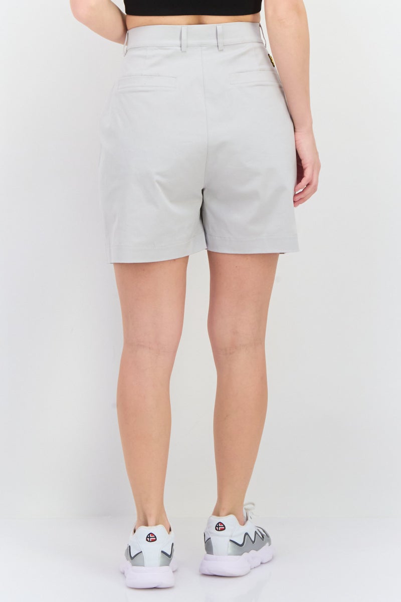Lyle & Scott Women Solid Basic Shorts, Light Grey - Image 3