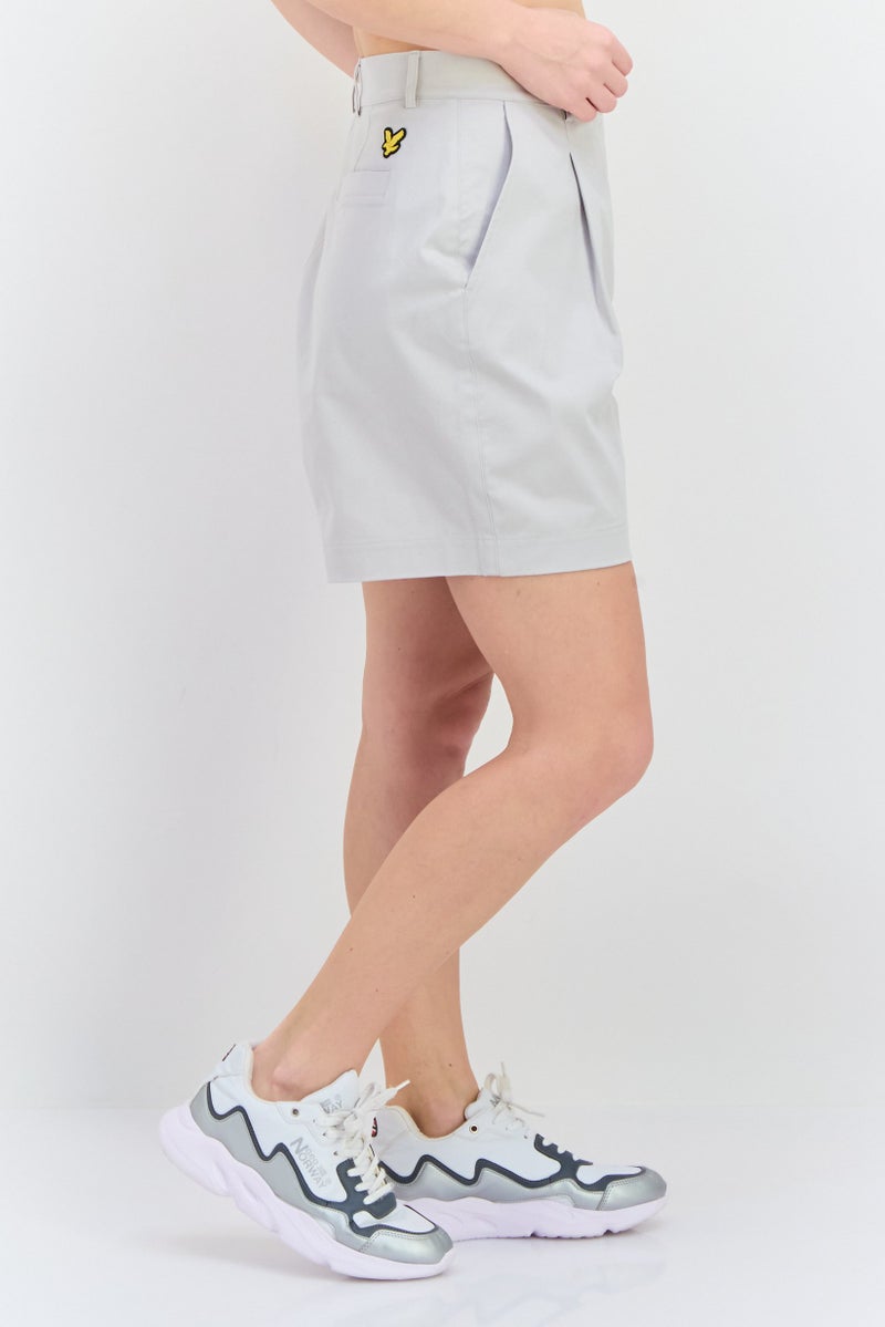 Lyle & Scott Women Solid Basic Shorts, Light Grey - Image 2