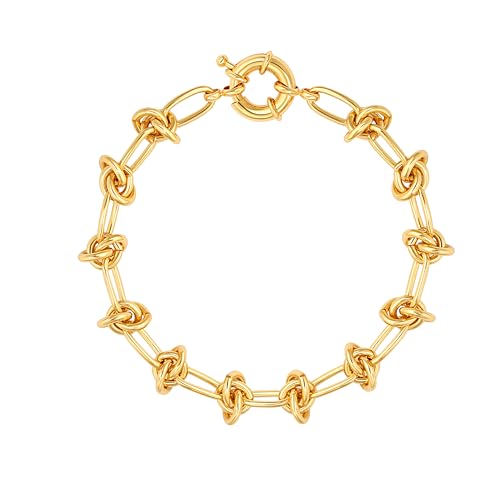 SOFYBJA 18K Gold Plated Chunky Knotted Chain Bracelet Dainty Stacked Spring Ring Bracelet Fashion Jewelry for Women - Image 1