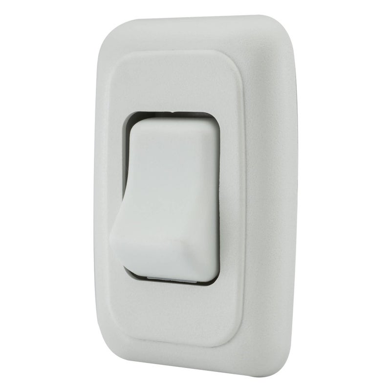 American Technology Components Single SPST On-Off Switch with Bezel, 12-Volt, for RV, Trailer, Camper (White) - Image 1