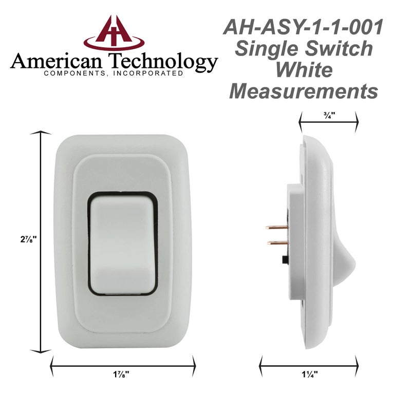 American Technology Components Single SPST On-Off Switch with Bezel, 12-Volt, for RV, Trailer, Camper (White) - Image 4