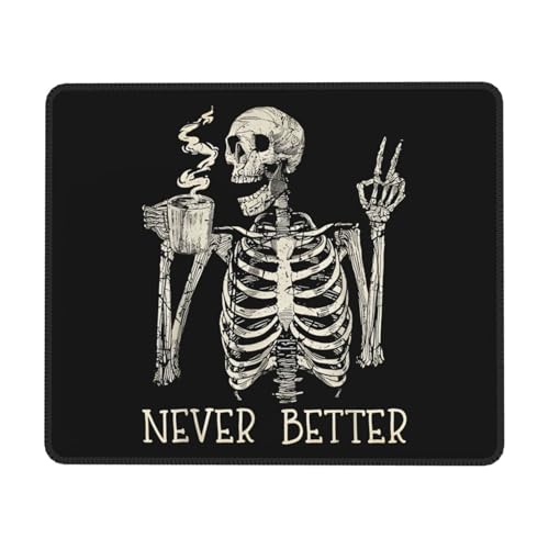 Mahrokh Skull Mouse Pad for Desk, Cute Skeleton Mouse Pads for Wireless Mouse, Funny Waterproof Mousepad for Office Laptop Computer, Non-Slip Rubber Base Stitched Edge (Color-D) - Image 1
