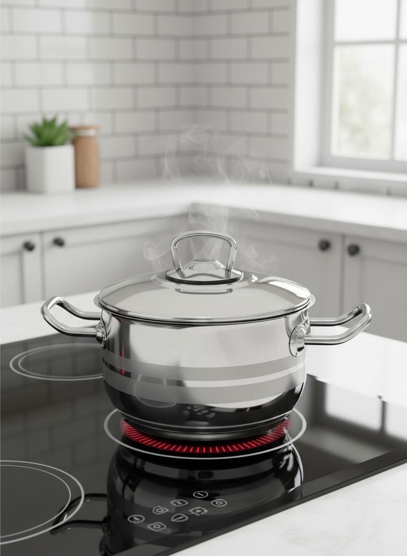 Top Chef 9-Piece Turkish Made Stainless Steel Cookware Set, Oven Safe, Dishwasher Safe, 18/10, 26cm, 24cm, 20cm, 16cm Pots Includes Lids, Fry Pan 24cm Silver - Image 3