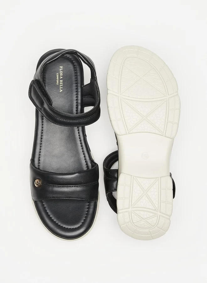 فلورا بيلا من شو إكسبرس Womens Solid Strap Sandals With Hook And Loop Closure