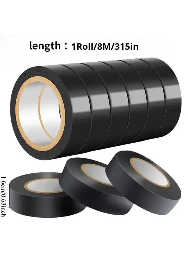 6 لفات 1889 76 بوصة شريط عازل كهربائي أسود ثقيل - Image 5