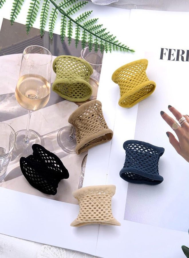 Yreamont Net Hollow Hair Ties Bands for Women Girls Sports Fishnet Rubber Bands for Hair Rope Wrist Band Elastic Stretch Ponytail Holders for Women Hair Accessories Cotton Openwork Hair Tie 6 PCS - Image 3