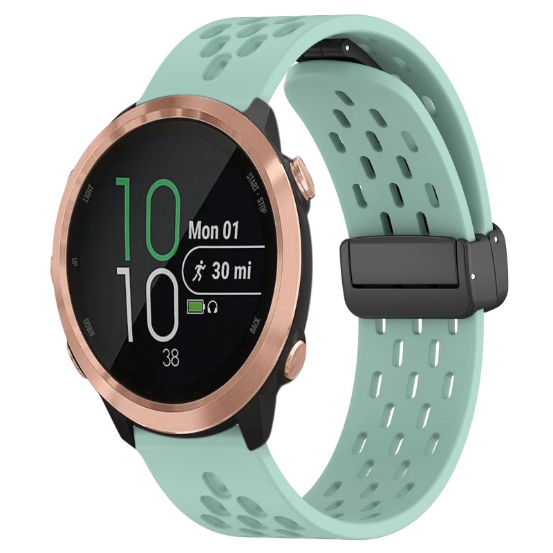 S-TOP For Garmin Forerunner 645 20mm Folding Magnetic Clasp Silicone Watch Band(Teal) - Image 1