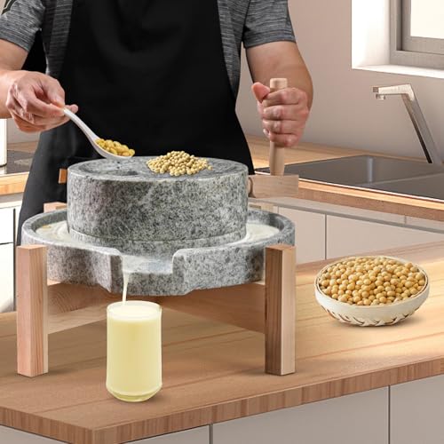 rzoizwko Natural Granite Stone Grain Mill – Handmade Stone Grinder & Mill for Dry & Wet Foods with Filter Bag, Traditional Manual Grinding Tool - Image 5