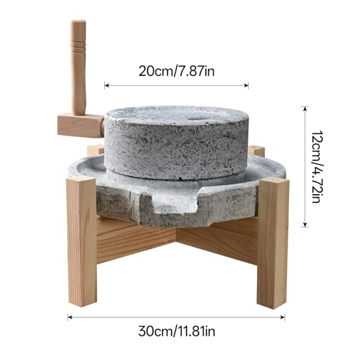 rzoizwko Natural Granite Stone Grain Mill – Handmade Stone Grinder & Mill for Dry & Wet Foods with Filter Bag, Traditional Manual Grinding Tool - Image 2