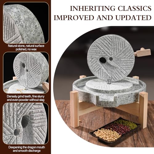 rzoizwko Natural Granite Stone Grain Mill – Handmade Stone Grinder & Mill for Dry & Wet Foods with Filter Bag, Traditional Manual Grinding Tool - Image 3
