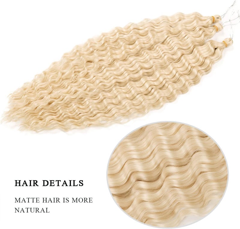 MAYSA Ocean Wave Crochet Hair Extensions Blonde Crochet Hair 30in 6Packs Synthetic Curly Braiding Crochet Hair Extensions for Women # 613 - Image 3
