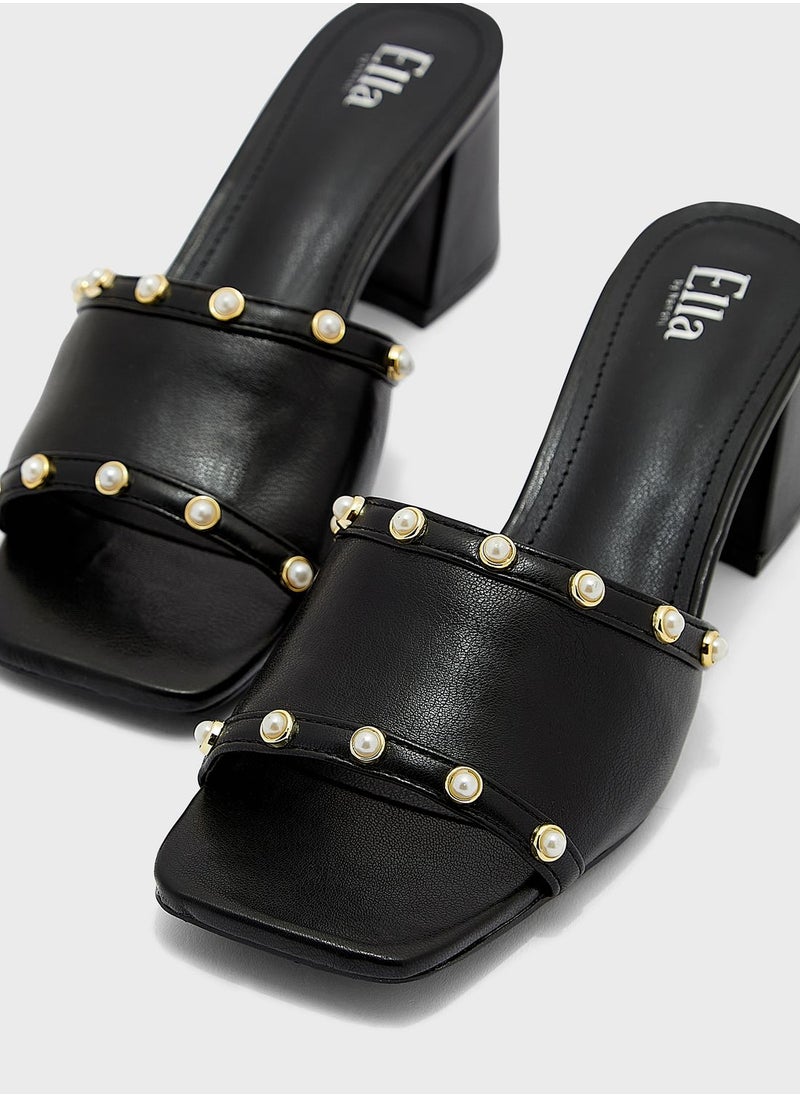 ELLA - Pearl Trim Mule Sandal - Image 1