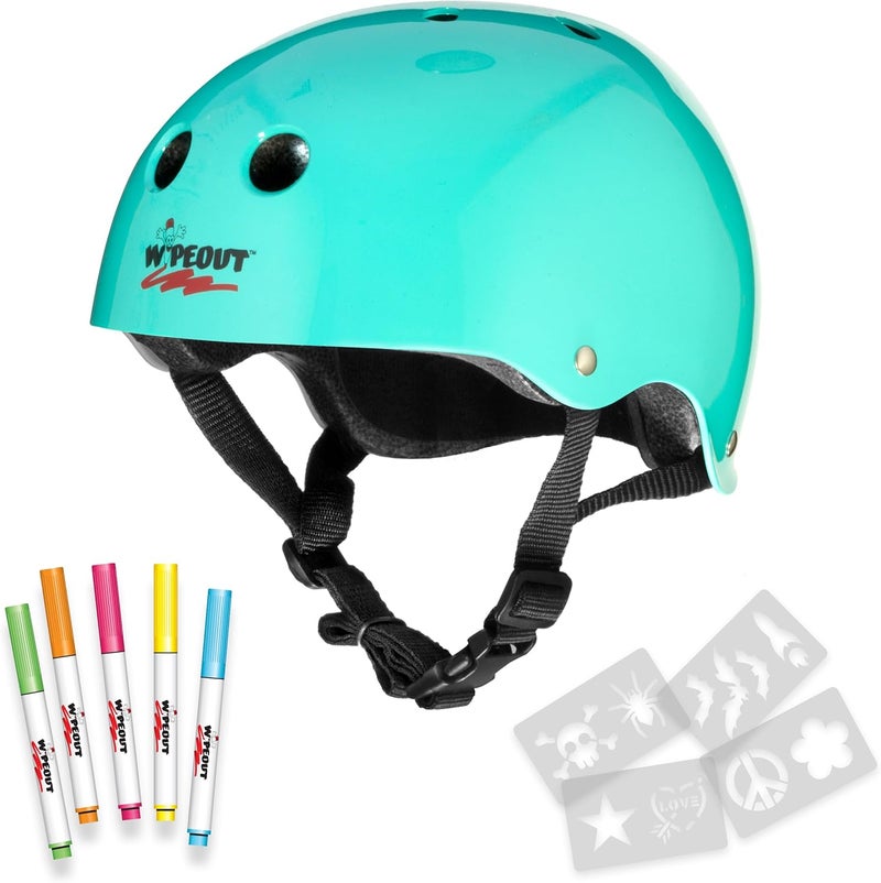 Wipeout Kids Dry Erase Helmet, Teal Blue, Ages 8+ - Image 1