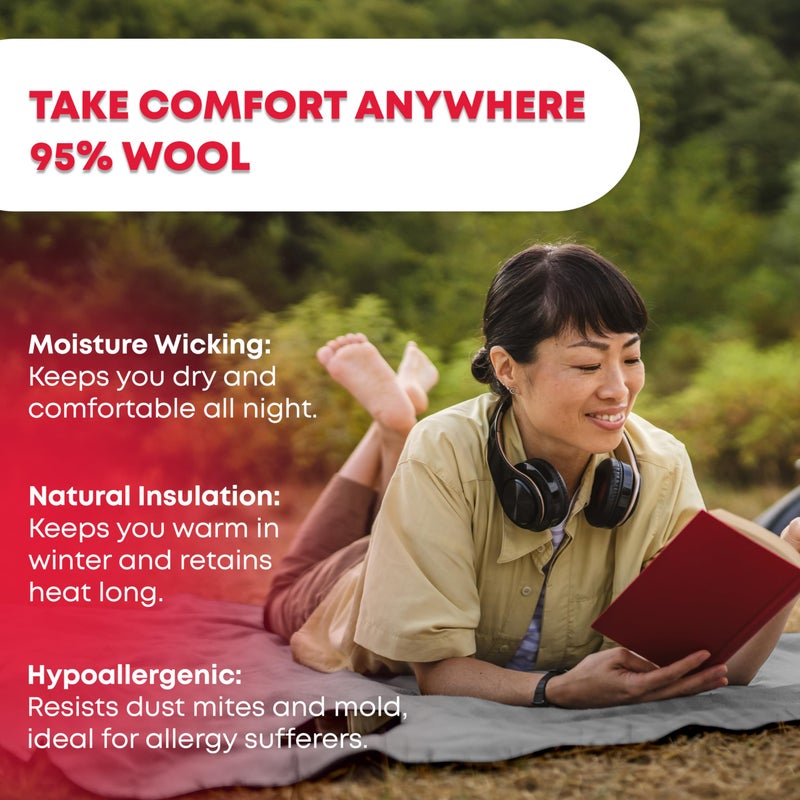 Ever Ready First Aid Military Wool Blanket - 95% Wool, Washable, Perfect for Outdoors, Picnics, Travel, Car & Bushcraft Emergency Blanket, 96" x 108" 8.45 lbs. - Grey - King Size - Image 3