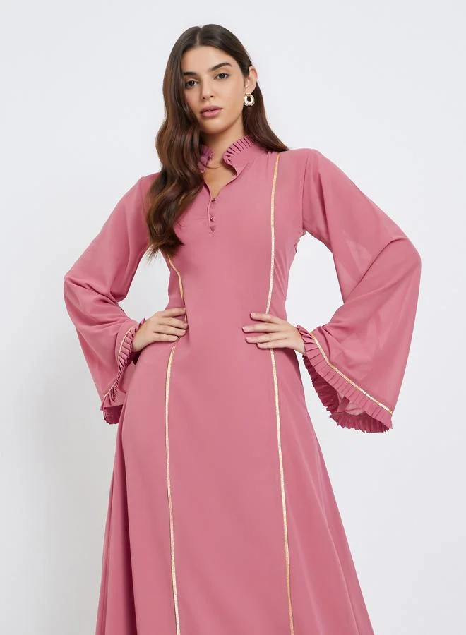 مكسيم كريشن Maxim Creation Pink Maxi Dress with Gold Trim