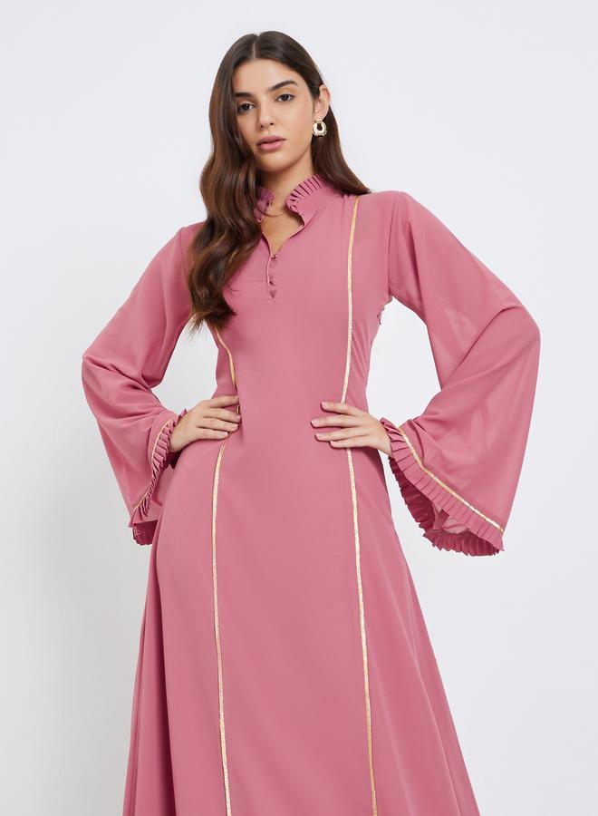 Maxim Creation Pink Maxi Dress with Gold Trim - Image 1