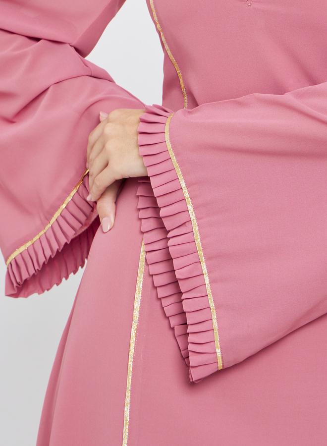 Maxim Creation Pink Maxi Dress with Gold Trim - Image 4