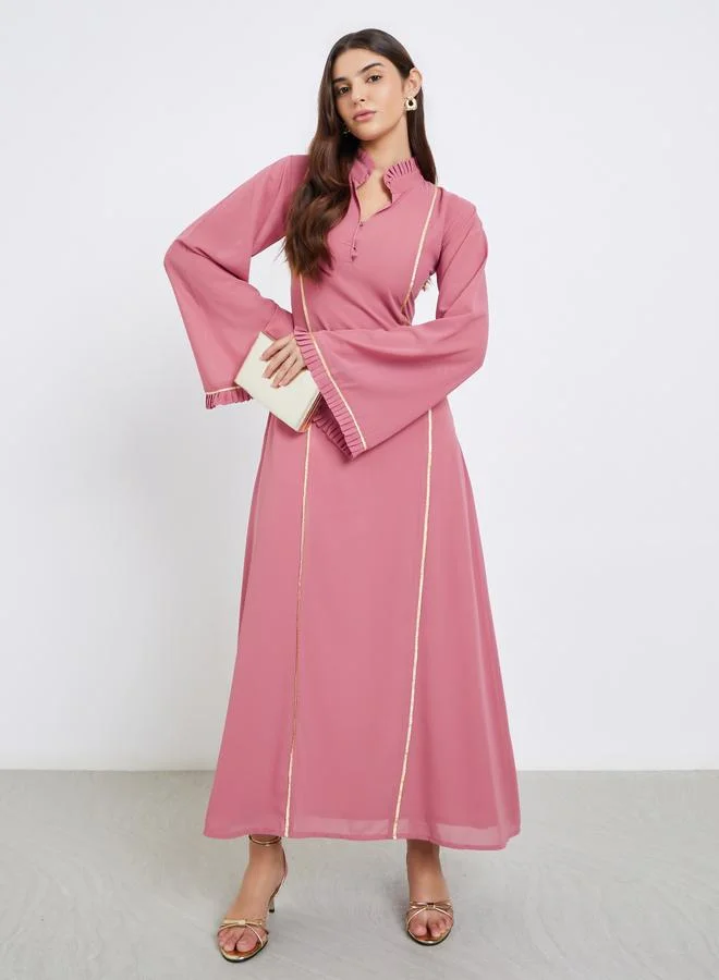 مكسيم كريشن Maxim Creation Pink Maxi Dress with Gold Trim