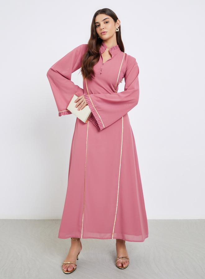 Maxim Creation Pink Maxi Dress with Gold Trim - Image 2