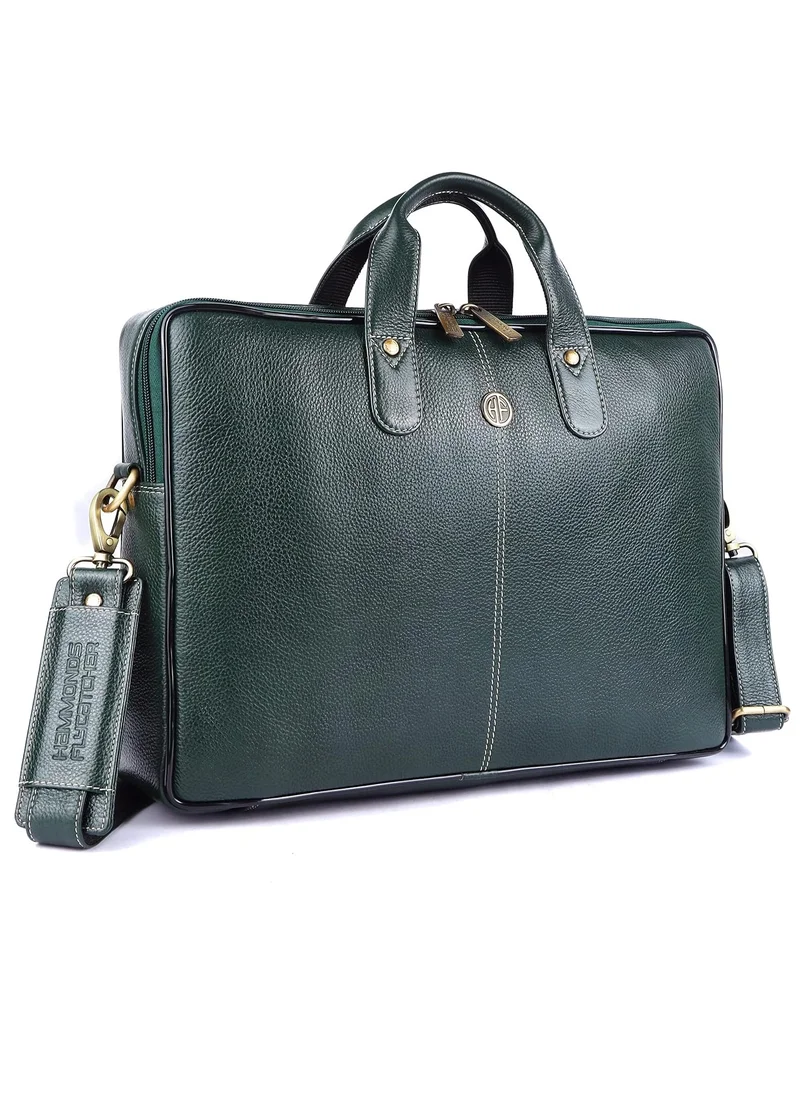 HAMMONDS FLYCATCHER Leather Laptop Bag for Men - Office Bag, Sea Green - Fits Up to 14/15.6 Inch Laptop/MacBook - Laptop Messenger Bags/Leather Bag for Men with Adjustable Shoulder Strap | LB106GR (N3HQ)