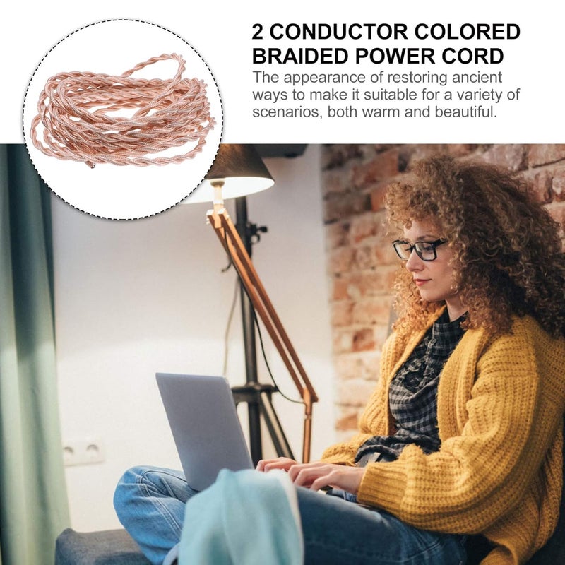 UKCOCO 1Roll Fabric Cloth Covered Electrical Cord Flexible Insulated Cable Wire for DIY for Vintage Lamps and Fixtures for Home Decor - Image 3
