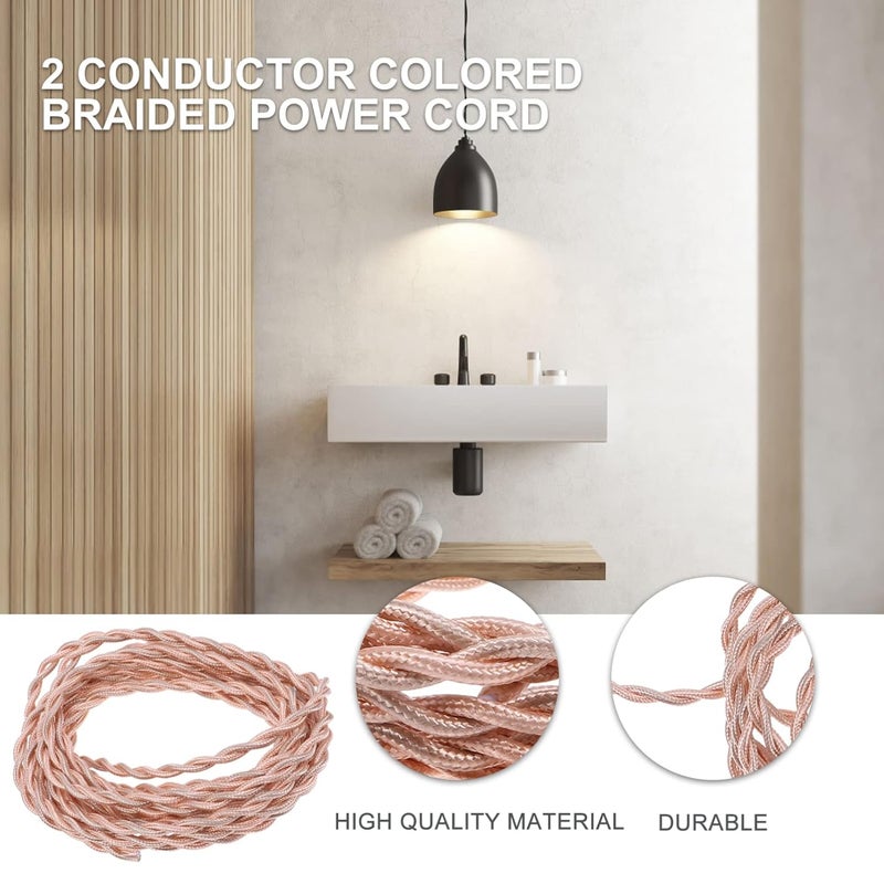 UKCOCO 1Roll Fabric Cloth Covered Electrical Cord Flexible Insulated Cable Wire for DIY for Vintage Lamps and Fixtures for Home Decor - Image 5