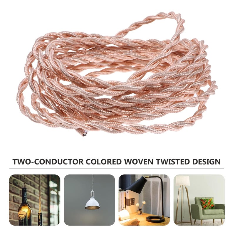 UKCOCO 1Roll Fabric Cloth Covered Electrical Cord Flexible Insulated Cable Wire for DIY for Vintage Lamps and Fixtures for Home Decor - Image 4