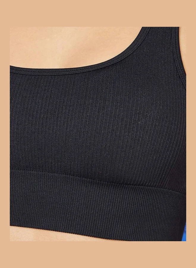 Styli Active Ribbed Scoop Neck Racerback Sports Bra