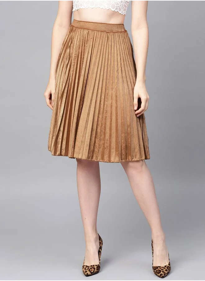 ساسافراس Velvet Pleated Knee Length Skirt by Styli