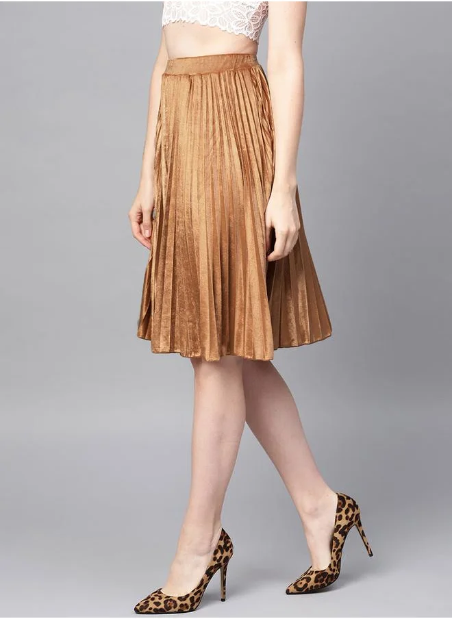 ساسافراس Velvet Pleated Knee Length Skirt by Styli