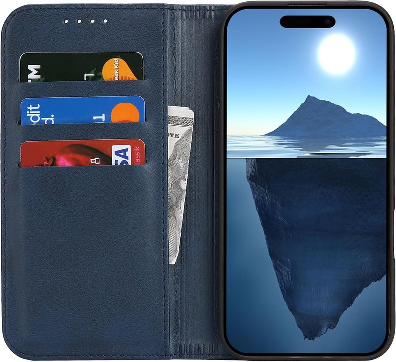 iCoverCase Lightweight for iPhone 16 Pro Max Wallet Case with Card Holder, PU Leather Magnetic Kickstand Feature Shockproof Protective Flip Cover Case - Blue Modern practical shape - Image 2
