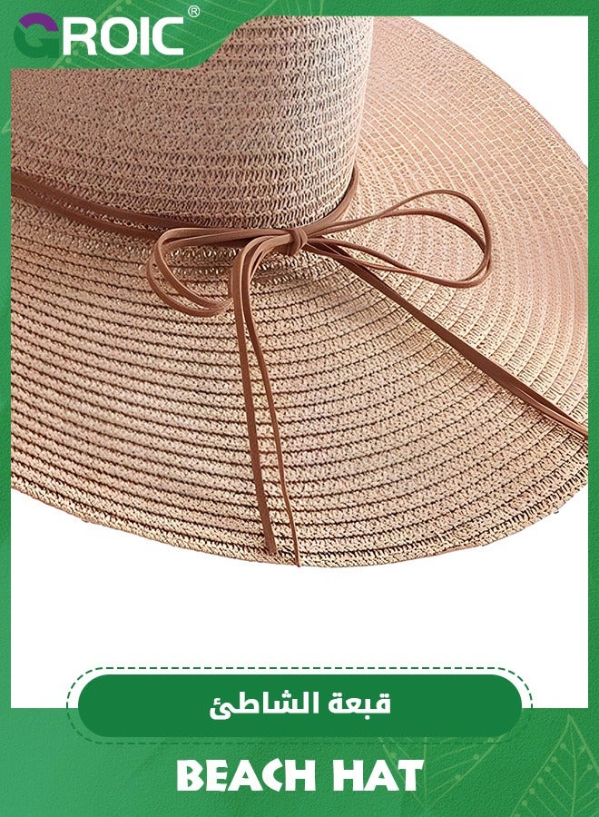 GROIC Big Beach Straw Hats for Women Foldable Summer Wide Brim Packable Oversized Sun Hat, UV Protection Beach Cap,Folable Floppy Hat - Image 5