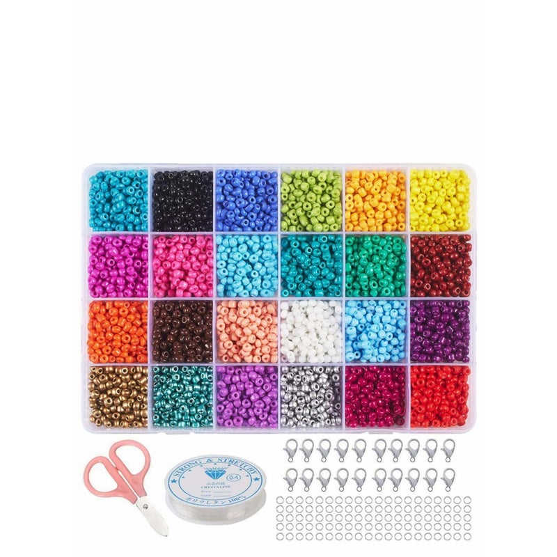 SOLARAE Seed Beads for Jewelry Making Kit, Bracelet Making Supplies - with Glass Faceted Beads, Hoop Earrings, Copper Wire, String and Charms for DIY Rings Waist Beads Earring Necklace Gift - Image 1