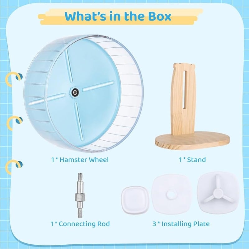 10.2 Inch Silent Hamster Wheel With Stand Adjustable Wooden Base For Chinchilla Guinea Pigs - Image 4