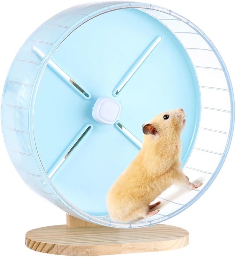 10.2 Inch Silent Hamster Wheel With Stand Adjustable Wooden Base For Chinchilla Guinea Pigs - Image 2