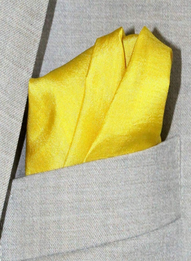 Royal Silk Spiffy Yellow Silk Pocket Square Smooth Mulberry Silk - 100% Silk - Large 16” Square - Image 3