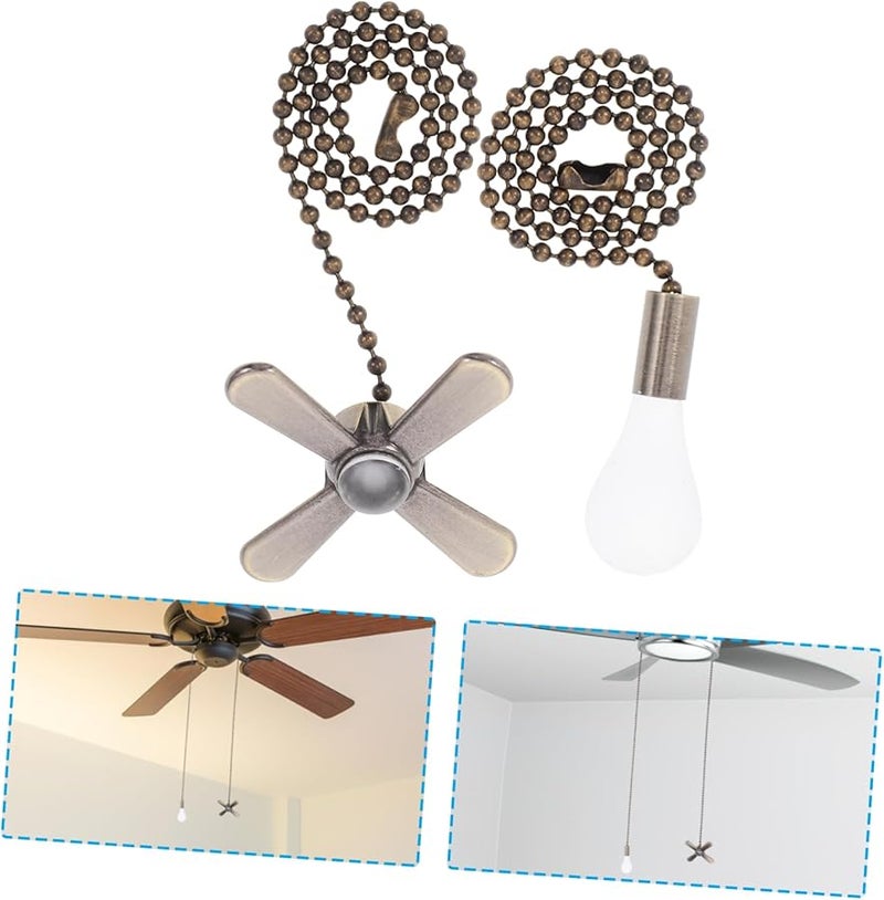 سلسلة سحب مروحة سقف معدنية قديمة زخرفية قابلة للتمديد 2 قطعة للمنزل - Image 5